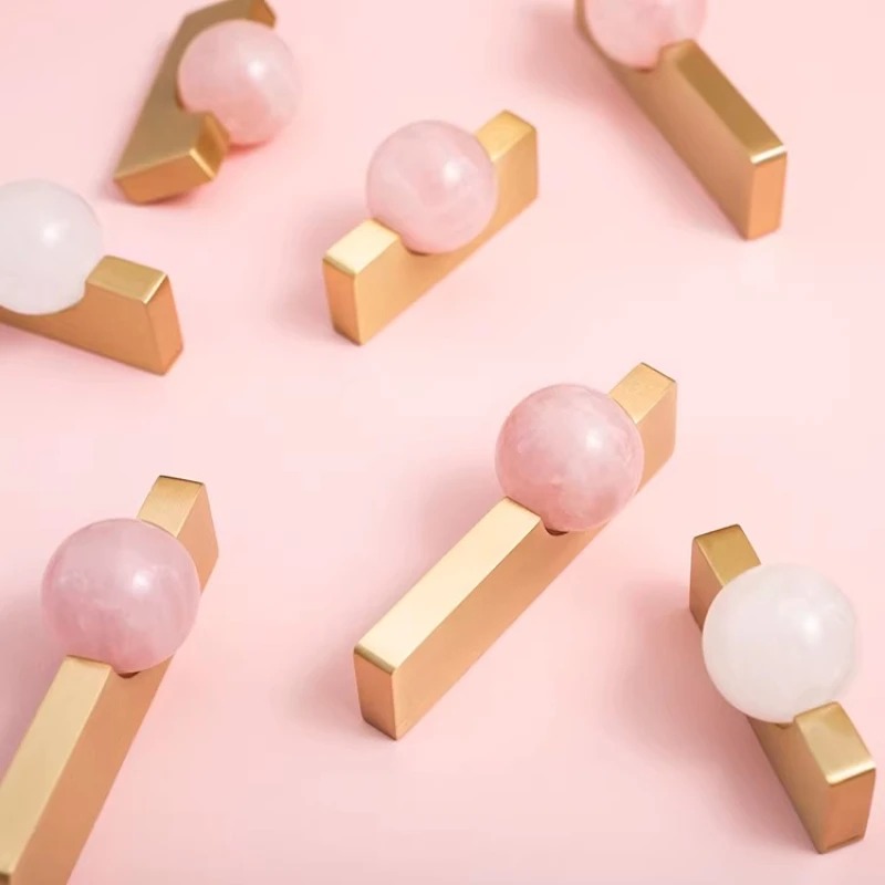 Furniture Hardware Drop Pulls - كرة كريستال بيضاء + مقابض أثاث